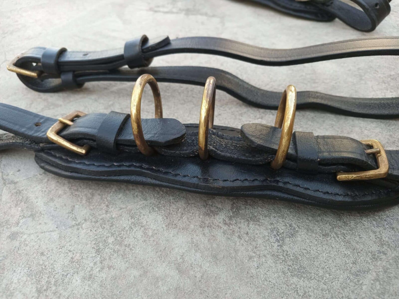 Cavemore/ Hackamore Nose band Genuine Leather with 3 solid Brass rings - Image 3