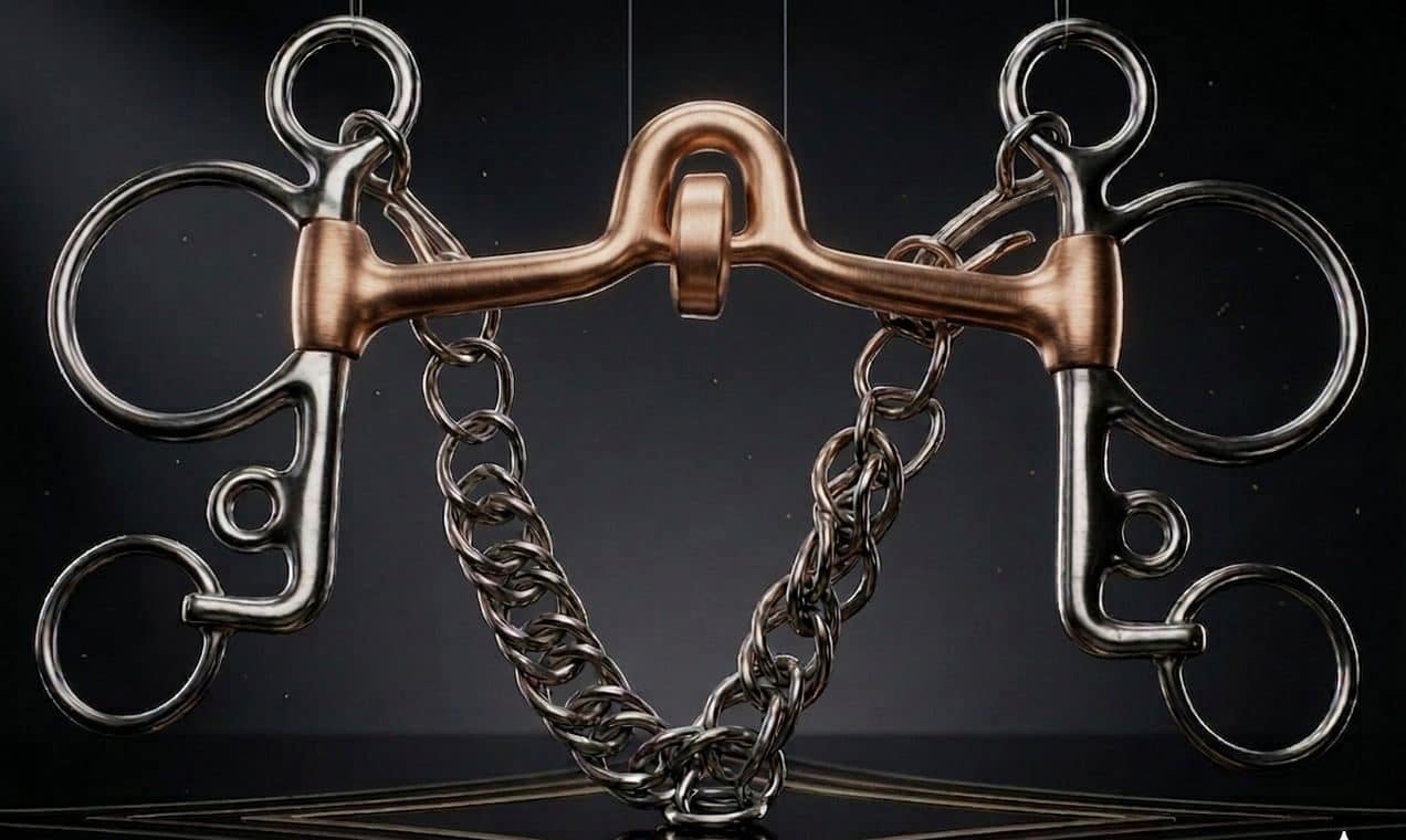 Pelham Bit SS, Ported Copper Mouth with Roller and Curb Chain