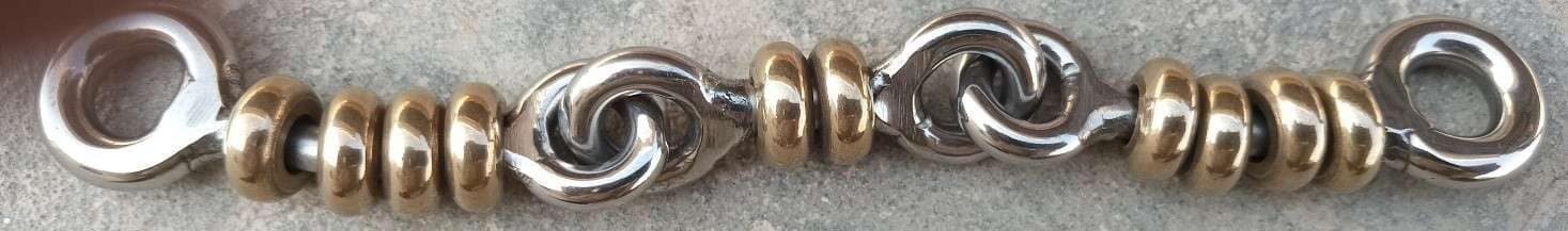 Stainless Steel Mouth Piece for Barrel Racing Bit, Double Jointed with 10 Brass beads
