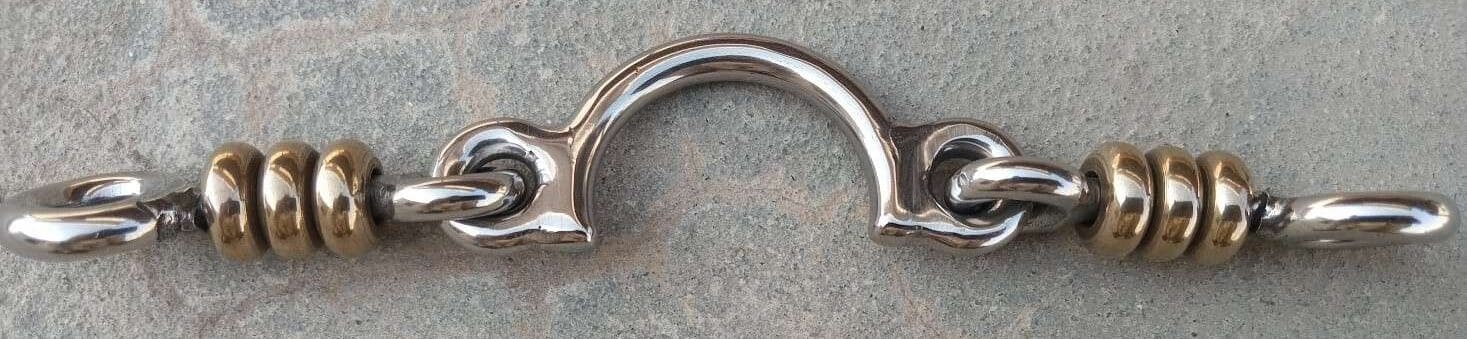 stainless steel Mouth Piece for Barrel Racing Shanks with Smooth Port and 6 Brass Beads
