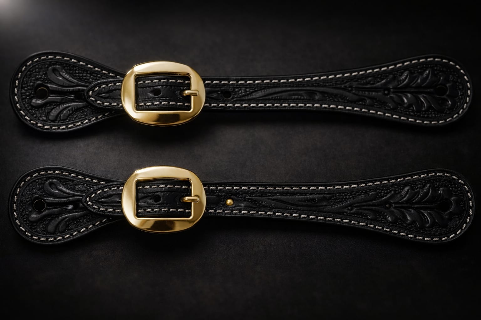 Spur Strap Leather hand tooled with SS Hardware