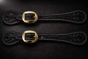 Spur Strap Leather hand tooled with SS Hardware