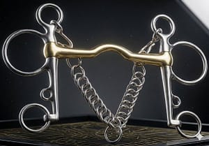 Pelham Bit SS, Brass Mullen Mouth and SS Curb Chain