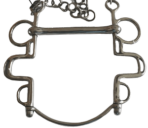 Rowland SS Post/Buxton horse driving Bit with Straight Port and Curb Chain