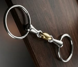 Loose Ring Snaffle Bit SS, Solid SS Double Jointed Mouth with Brass Lozenge