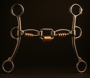 Barrel Racing Gag Bit SS, brass beads & Copper Roller