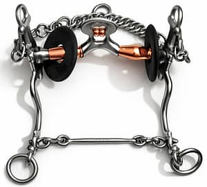 Paso Fino Spoon Port Curb Bit with Copper Rollers and Beads