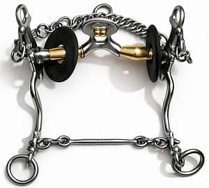 Paso Fino Spoon Port Curb Bit with Brass Rollers and Beads