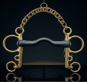 Pelham Bit Brass with Hard Rubber Ported Mouth