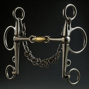 Pelham Bit SS, Double Jointed Solid SS Mouth and Brass Lozenge