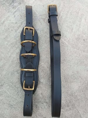 Cavemore/ Hackamore Nose band Genuine Leather with 3 solid Brass rings