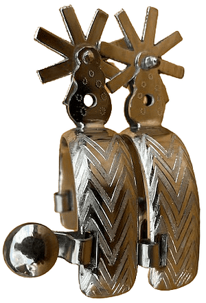 Charro Spurs SS Hand tooled Nickel Plated