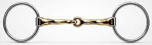 Loose Ring Snaffle Bit SS, 1/4″ Twisted Brass bar Single Jointed Mouth