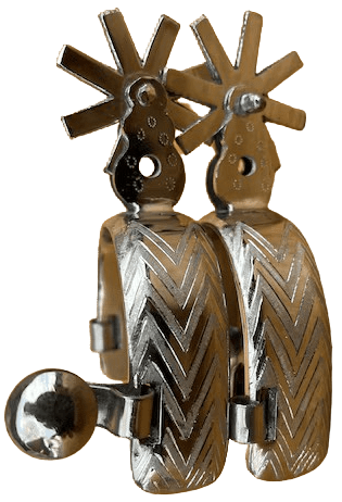 Rowland SS Nickle Plated Charro Spurs