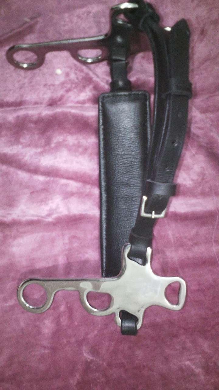 Hackamore with Straight Shanks SS Black Leather - Image 2