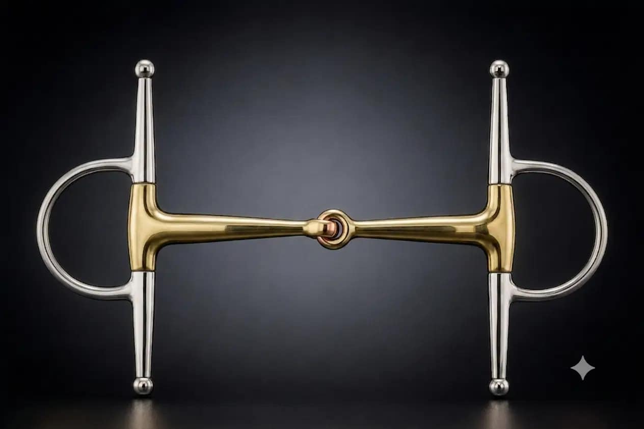 Full Cheek Snaffle Bit SS, Solid Single Jointed Brass Mouth