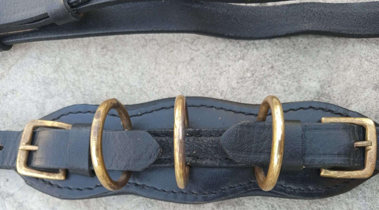 Cavemore/ Hackamore Nose band Genuine Leather with 3 solid Brass rings