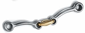 Solid Rounded SS Double Jointed Mouth Piece with Brass Lozenge