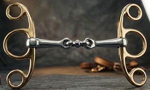Elevator Butterfly Brass Gag Bit with Solid SS Double Jointed Lozenge Mouth