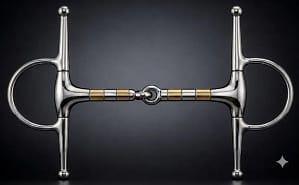 Full Cheek Snaffle Bit SS with Brass & SS Rollers Single Jointed Mouth