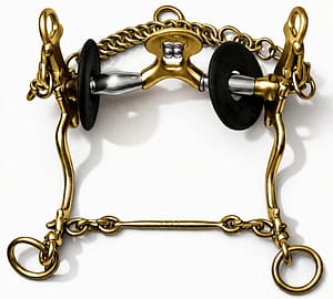 Paso Fino Spoon Port Curb Brass Bit with SS Rollers and Beads