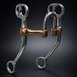 Tom Thumb Curved Shank SS Bit, Copper Mouth and SS Swivel High Port