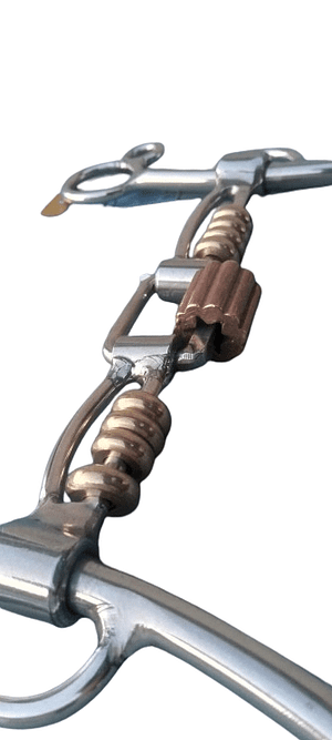 Barrel Racing Gag Bit SS, brass beads & Copper Roller