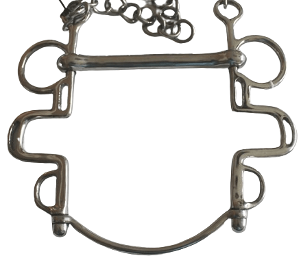 Rowland SS Post/Buxton horse driving Bit with Straight Port and Curb Chain