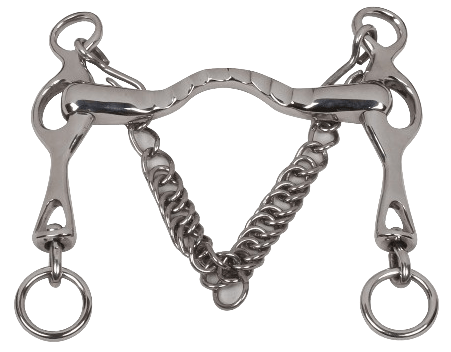 Nickel Plated Ported Spanish Curb SS With Chain
